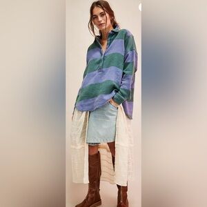 We The Free Green and Purple Striped Hoodie